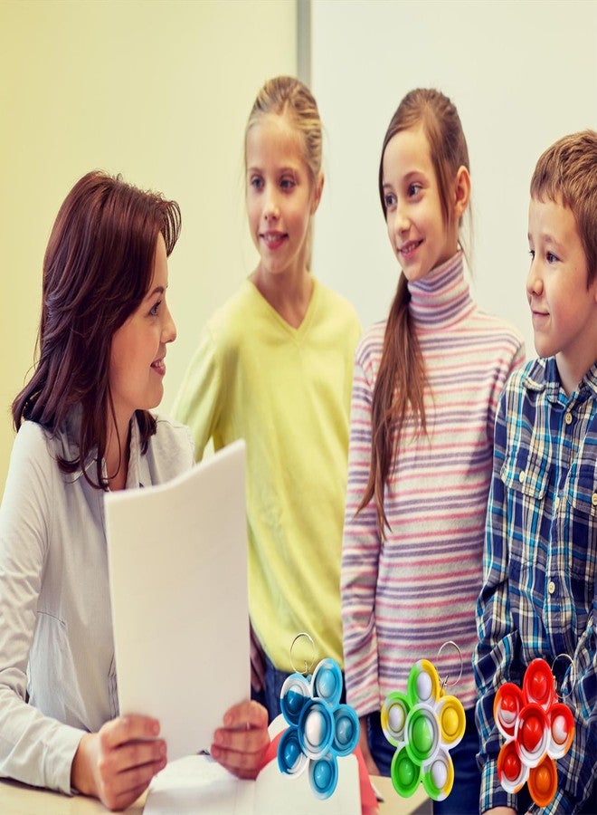 هوزكيب - ١٠ عبوات من زهور صغيرة مزينة بحلقات مفاتيح بألوان قوس قزح، هدية مثالية للأصدقاء في حفلات أعياد الميلاد، للأطفال، والطلاب، وجوائز صغيرة. - Image 5